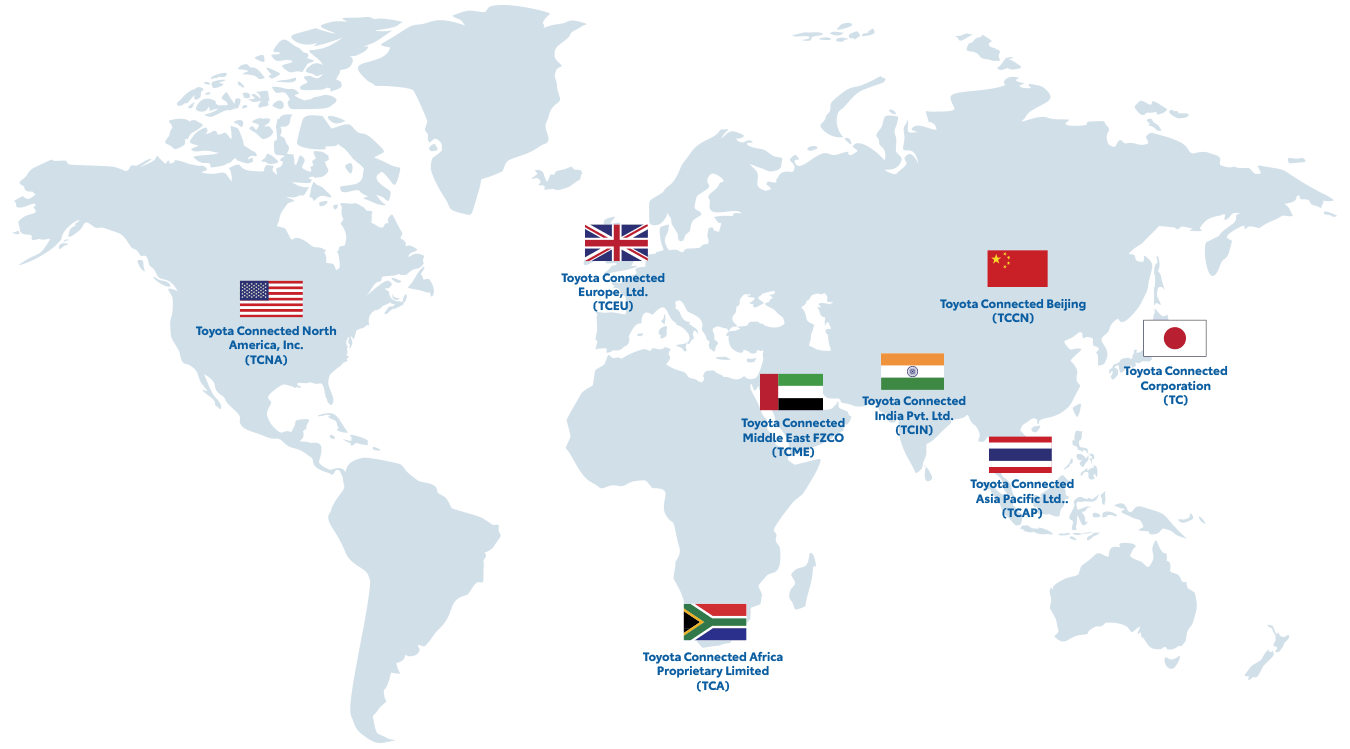 Toyota Connected Middle East global network map
